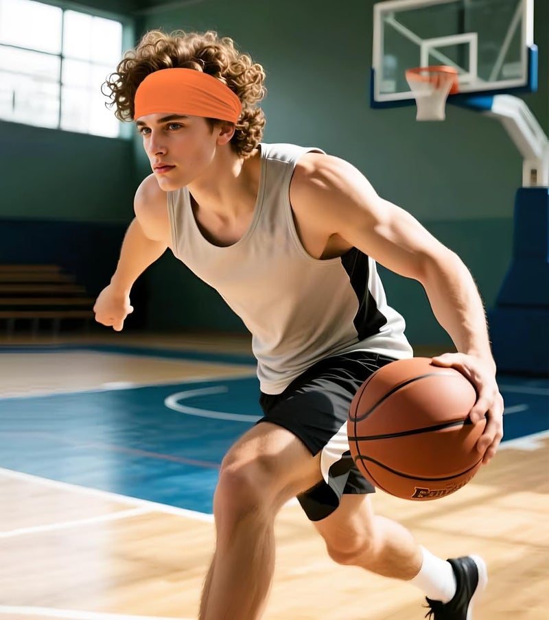 SRLLBBY 4 PCS Double-Layer Workout Headbands, Stretchy Sports Sweatband for Men and Womem, Sweat Wicking Hairbands for Running - Image 2